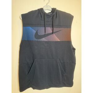 Nike Dri-FIT Sleeveless Hoodie Training Pullover Mens L Black Kangaroo Pocket